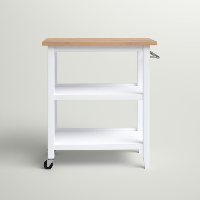 Andover Mills™ Raabe 32'' Wide Rolling Kitchen Cart with Solid Wood Top